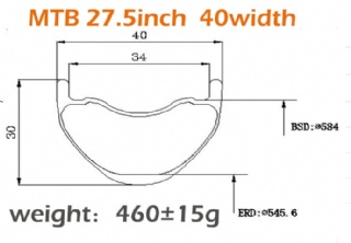 Am/XC MTB27.5inch carbon rim 40width clincher /tubeless